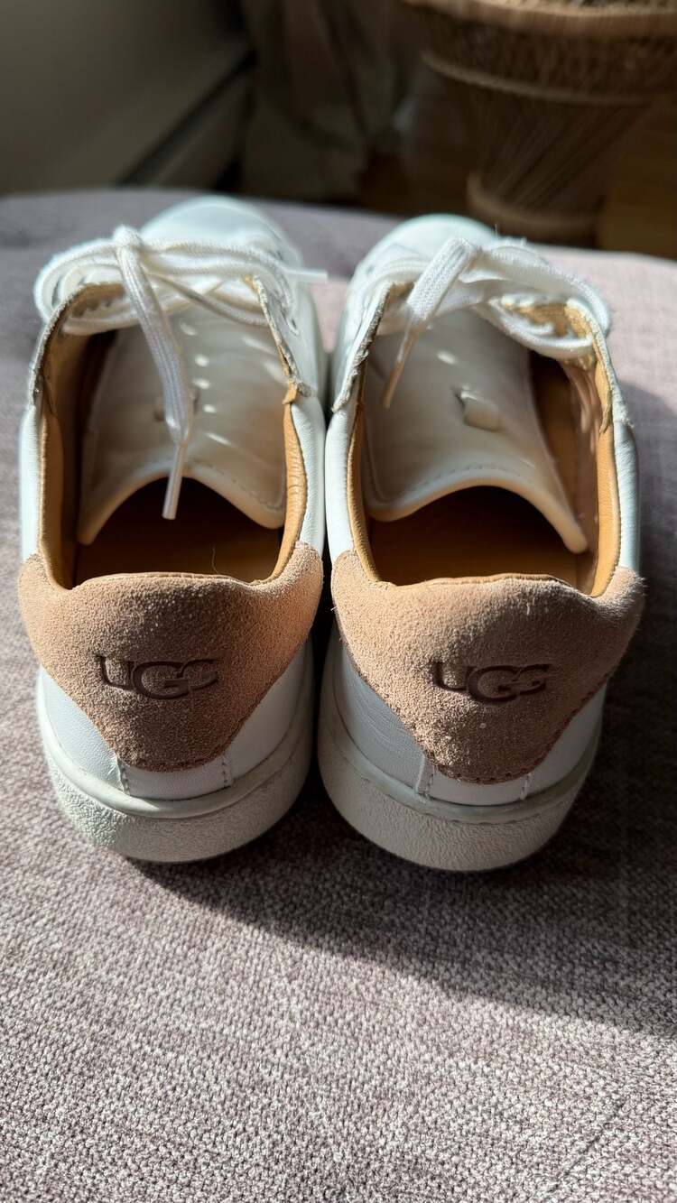 UGG White Leather and Suede Low Top Sneakers